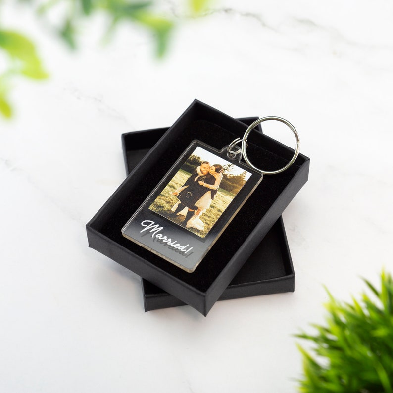 Personalised Photo Keyring Custom Message Keychain Boyfriend Girlfriend Valentines Music Love Birthday Wedding Christmas