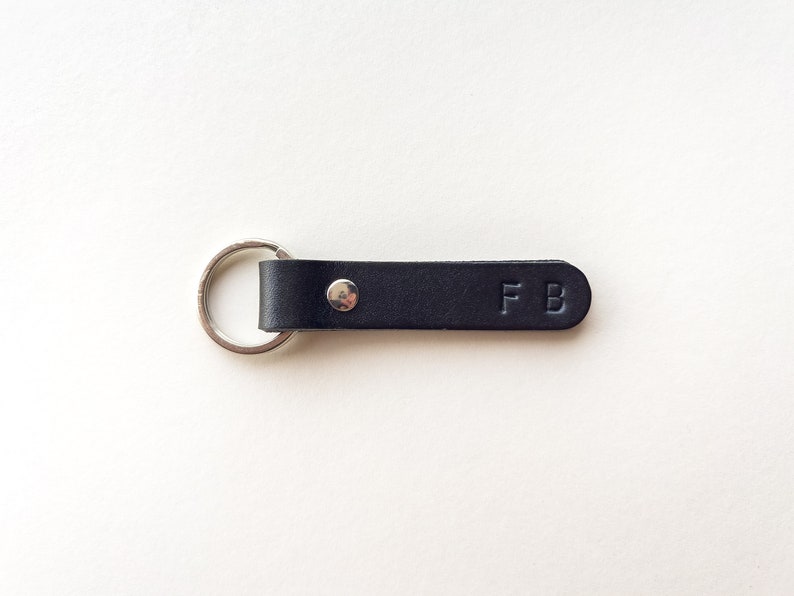 Personalised Leather Keyring Keychain Key Fob | Custom Stamped Initial Keychain | Gift for Her Him | Italian Leather | Handmade in UK