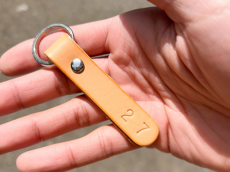 Personalised Leather Keyring Keychain Key Fob | Custom Stamped Initial Keychain | Gift for Her Him | Italian Leather | Handmade in UK