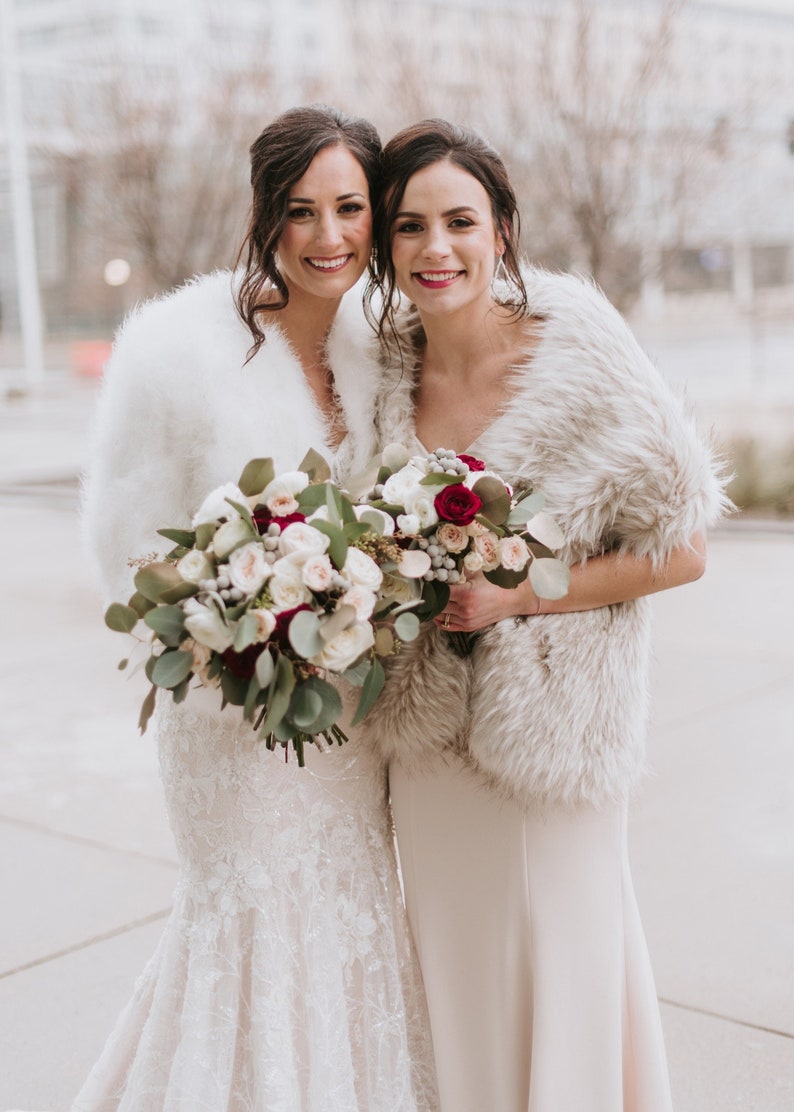 Ivory Faux Fur Coat, Ivory Fur Jacket, Bridal Fur Coat, Faux Fur Bolero, Winter Fur Coat, White Bridal Jacket, Wedding Jacket (Anna Ivy07)