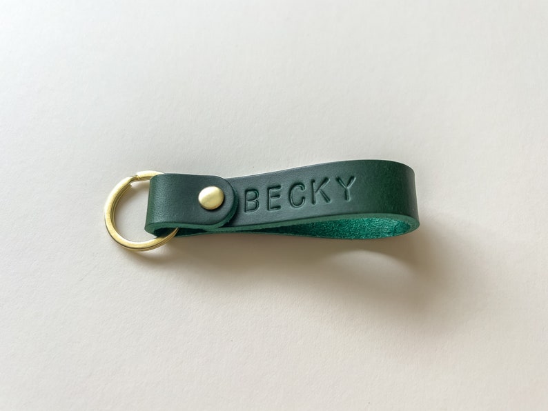 Personalised Leather Keyring Keychain Key Fob | Custom Hand Stamped Initials | Gift for Her Him | Made in the UK