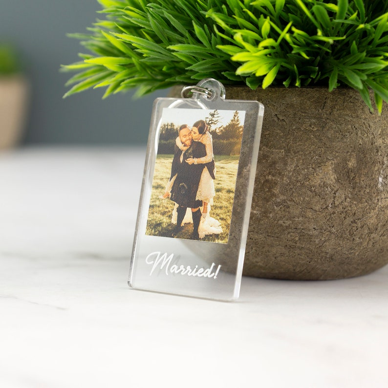 Personalised Photo Keyring Custom Message Keychain Boyfriend Girlfriend Valentines Music Love Birthday Wedding Christmas