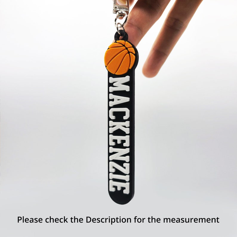 Basketball Personalized Keychain / Keyring / Bag Tag / Name Tag - 3D Printed Plastic