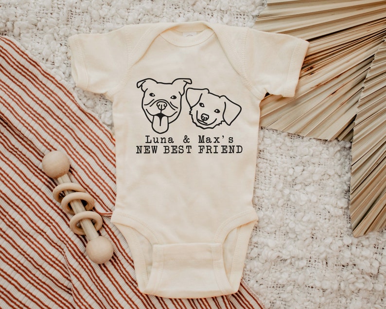 New Best Friend Onesie®, Protected By Dog Onesie®, Personalized Dog Name Onesie®, Dog Name Onesie®, Baby Shower Gift, Newborn Baby Gift