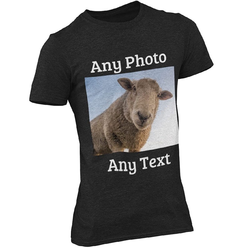 Personalised Photo T-Shirt - Add Custom Text and Image - Great Birthday Gift, Hen Night or Workwear Top Unisex Fit