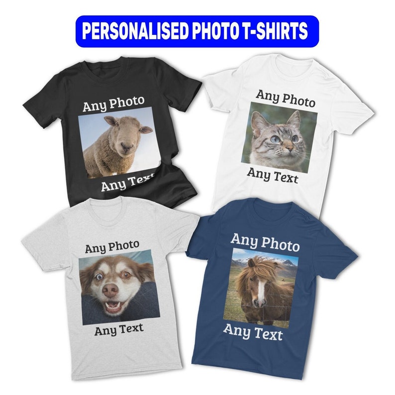 Personalised Photo T-Shirt - Add Custom Text and Image - Great Birthday Gift, Hen Night or Workwear Top Unisex Fit