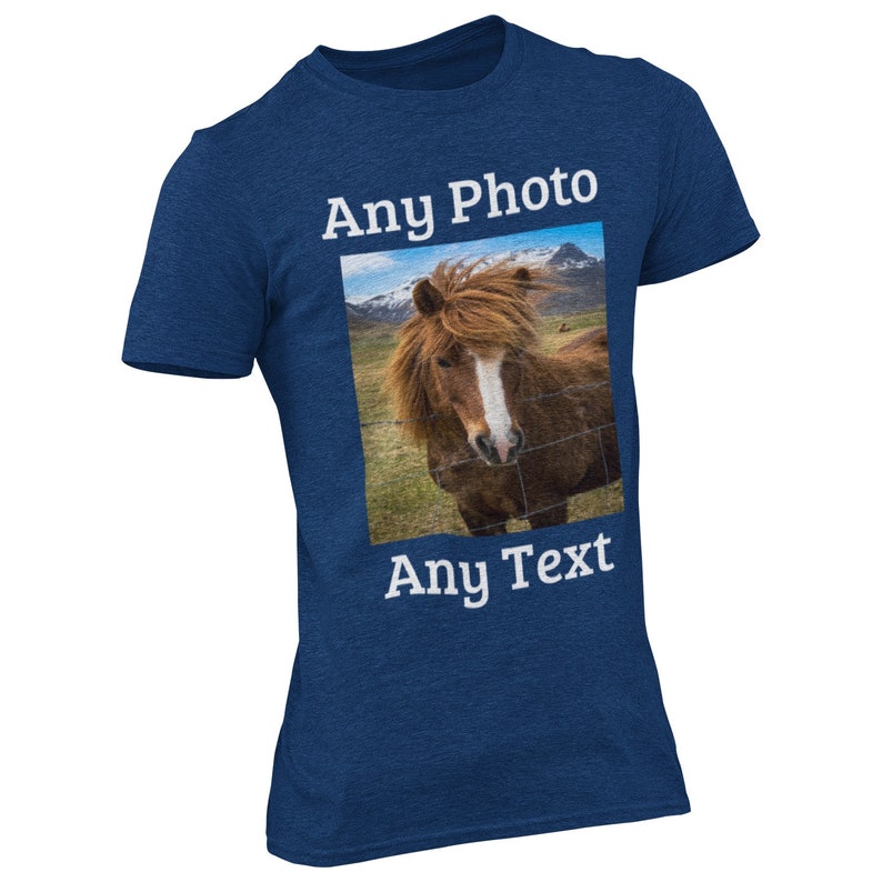 Personalised Photo T-Shirt - Add Custom Text and Image - Great Birthday Gift, Hen Night or Workwear Top Unisex Fit