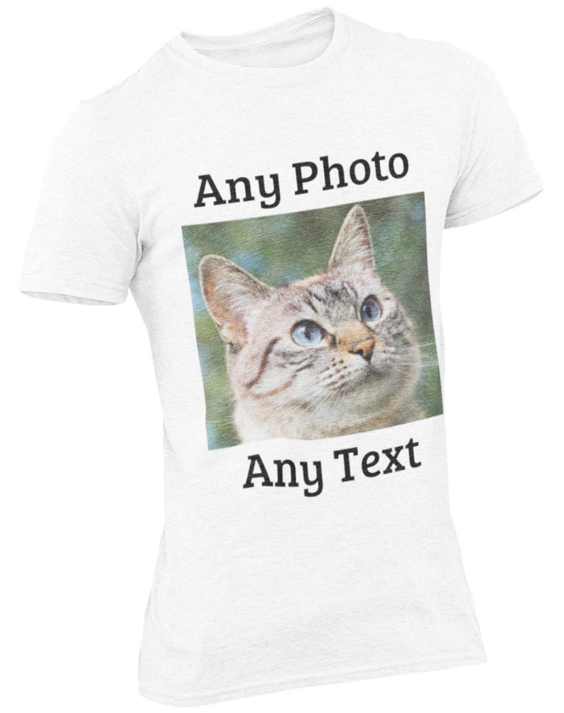 Personalised Photo T-Shirt - Add Custom Text and Image - Great Birthday Gift, Hen Night or Workwear Top Unisex Fit