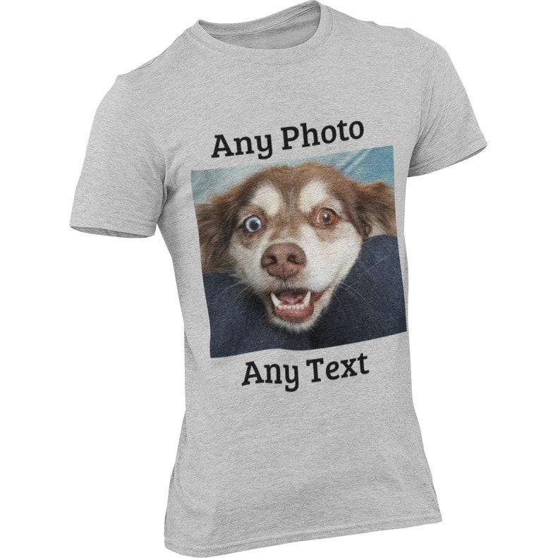 Personalised Photo T-Shirt - Add Custom Text and Image - Great Birthday Gift, Hen Night or Workwear Top Unisex Fit