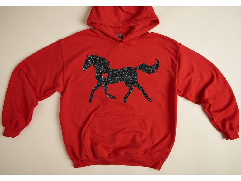 Glitter Horse Hoodie, Horse Lover Gift, Horse Lover Sweatshirt, Heart Hoodie, Equestrian Hoodie, Gift For Horse Lover, Gift For Her