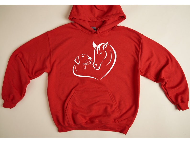 Horse Dog Lover Hoodie Sweatshirt, Dog Lover Gift, Horse Lover Gift, Heart Dog Horse Hoodie, Dog Lover Hoodie, Pet Lover Hoodie