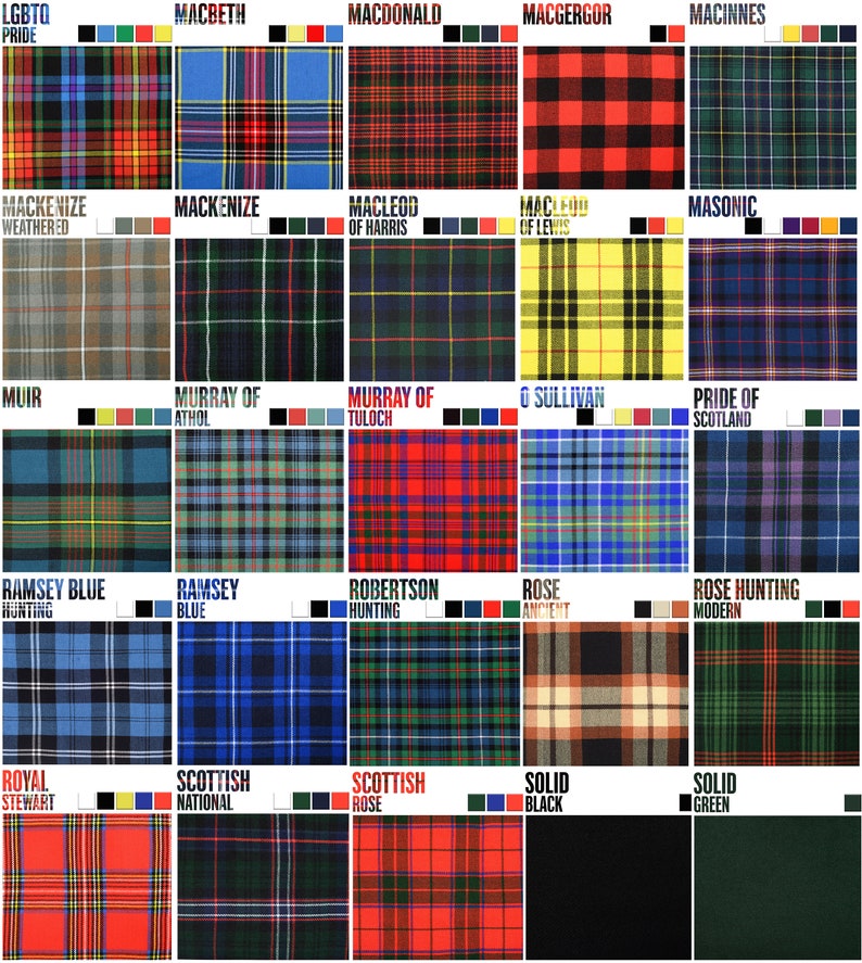 Made to Order - Scottish Tartan Utility Cargo Pockets Kilts for Men - 13 Oz Fabric - 60 Tartan Choices