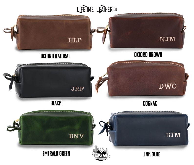 Monogrammed Dopp Kit Monogram Bag Monogrammed Gifts for Men Groomsmen Gifts Mens Toiletry Bag Leather Dopp Kit Lifetime Leather