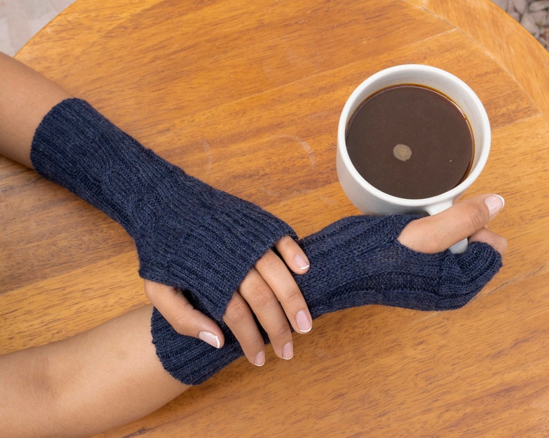 Baby Alpaca Fingerless Gloves, Womens Long Gloves, Premium Quality Comfortable & Soft