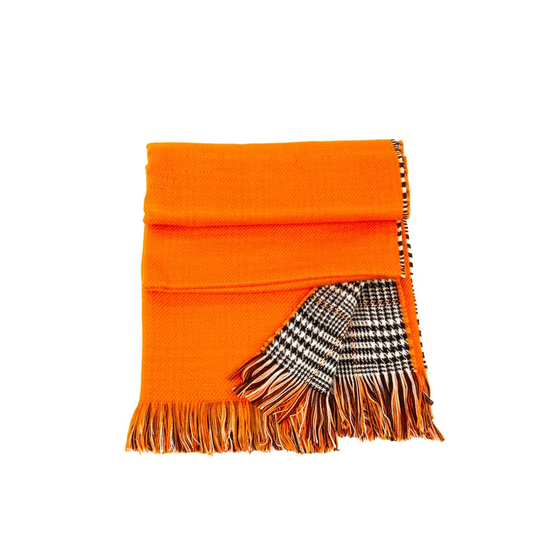 Orange Double Sided Winter Oversize Women Scarf, Winter Shawl, Women Blanket Scarf, Winter Warm Pashmina Shawl, Christmas Gift