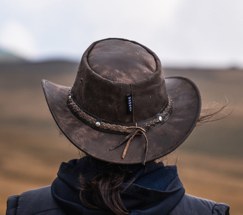 Wombat Foldable Leather Hat The Wilds Full Grain Leathers Men's Woman's Unixex Cowboy Hats Trekking Australian Bush Hat