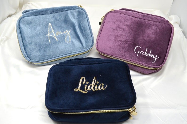 Personalized Makeup Bag,Velvet Makeup Bag,Cosmetic Brush Bag, Custom, Monogram, Velvet Brush Bag, Christmas Gift, Holiday Gift, Bridesmaid