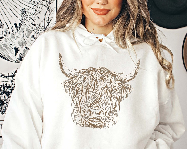 Highland Cow Hoodie, Country Hoodie, Western Sweatshirt, Highland Cow Shirt, Highland Cow Sweatshirt, Western Clothes, Farm Hoodie, Cows