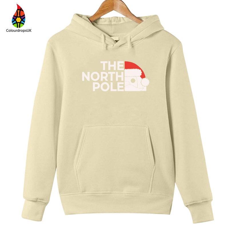 HOODIES (5226 ) The NORTH Pole Merry Christmas Xmas Santa Elf Christmas -Youth Hoodies No drawstring to conform to EU regulations.