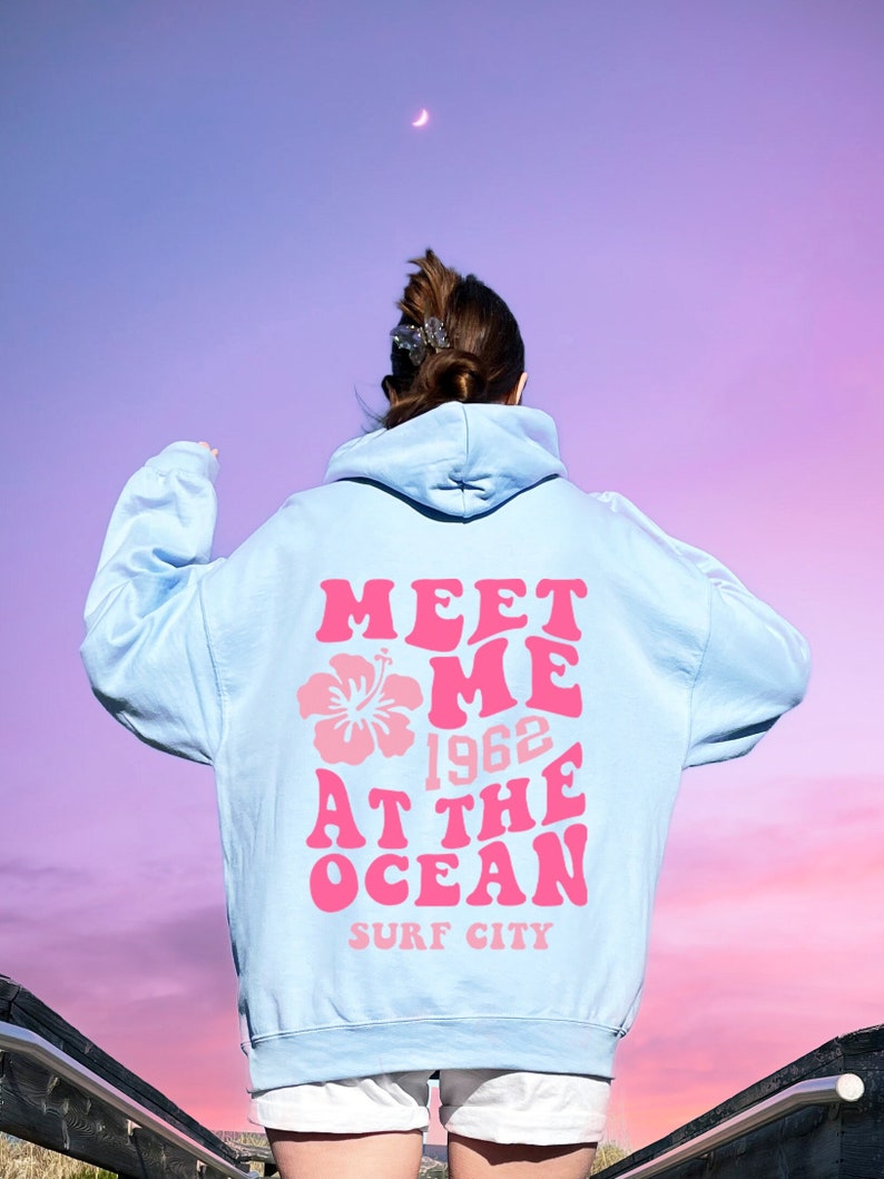 Trendy Hoodie Ocean Beach Sweatshirt, Meet Me At The Ocean Hoodie, Coconut Girl Hoodie, Trendy Sweatshirt Oversized Womens Hoodie Gift