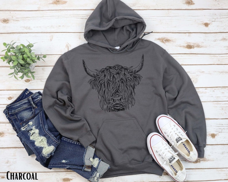 Highland Cow Hoodie, Country Hoodie, Western Sweatshirt, Highland Cow Shirt, Highland Cow Sweatshirt, Western Clothes, Farm Hoodie, Cows