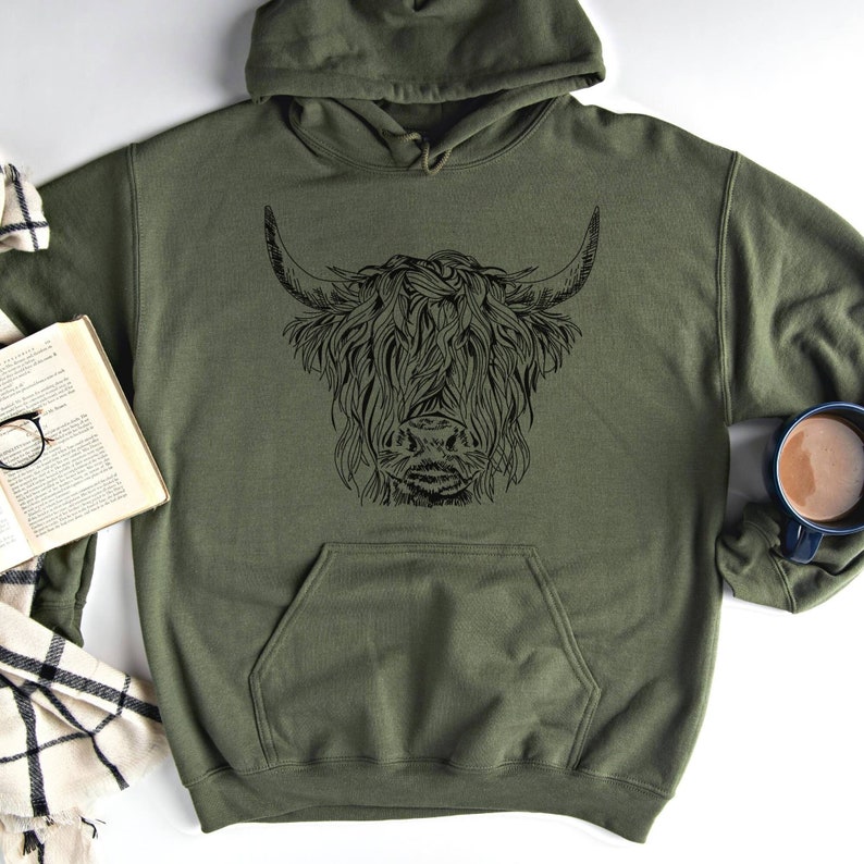 Highland Cow Hoodie, Country Hoodie, Western Sweatshirt, Highland Cow Shirt, Highland Cow Sweatshirt, Western Clothes, Farm Hoodie, Cows