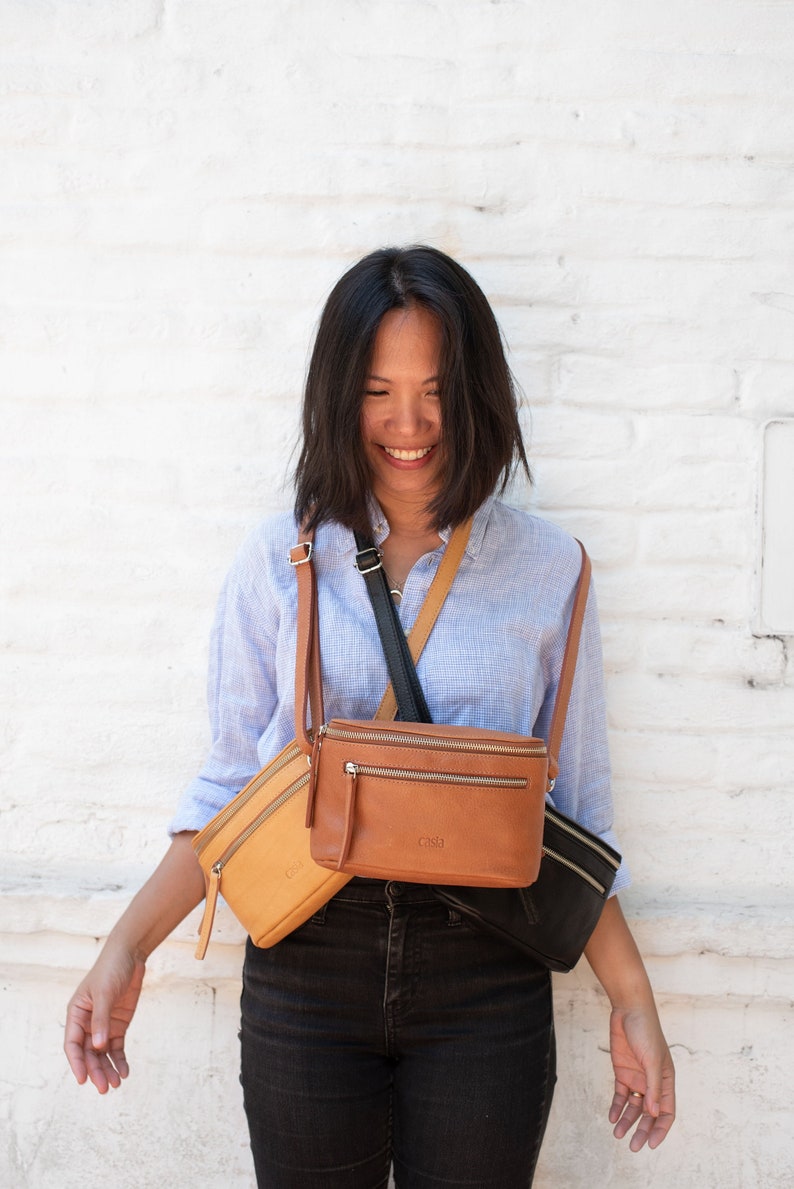 Leather Fanny Pack- Crossbody Bag - Belt Bag - Waist Bag - Christmas Gift