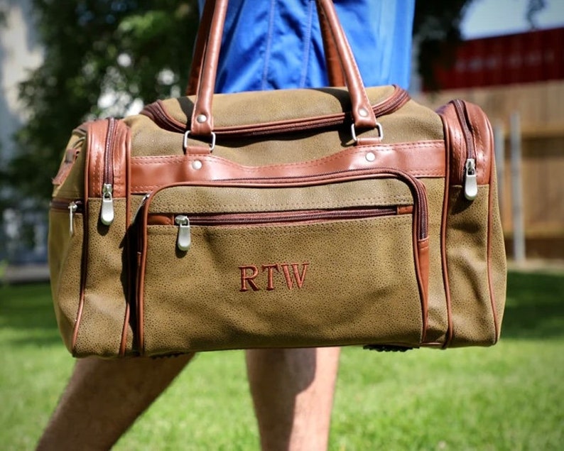 Leather Duffle Bag Men Personalized, Groomsmen Gift Bag, Personalized Gift for Men, Monogrammed Duffel Bag, Gift for Him, Boyfriend Gift