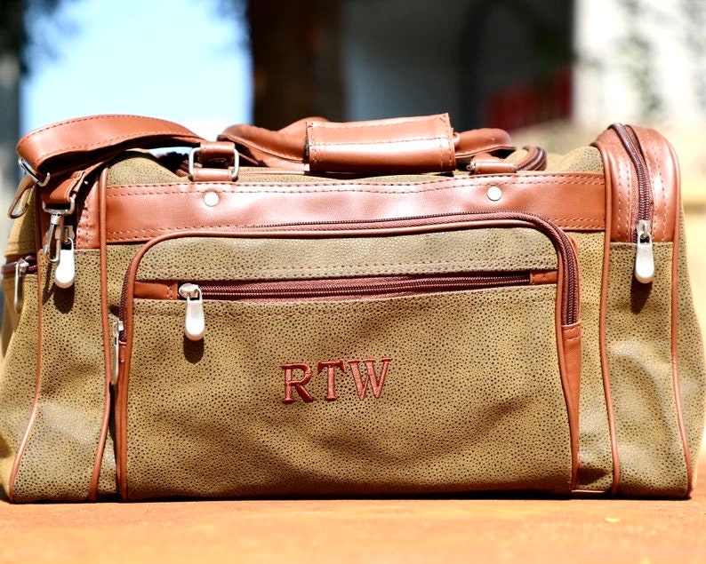 Leather Duffle Bag Men Personalized, Groomsmen Gift Bag, Personalized Gift for Men, Monogrammed Duffel Bag, Gift for Him, Boyfriend Gift