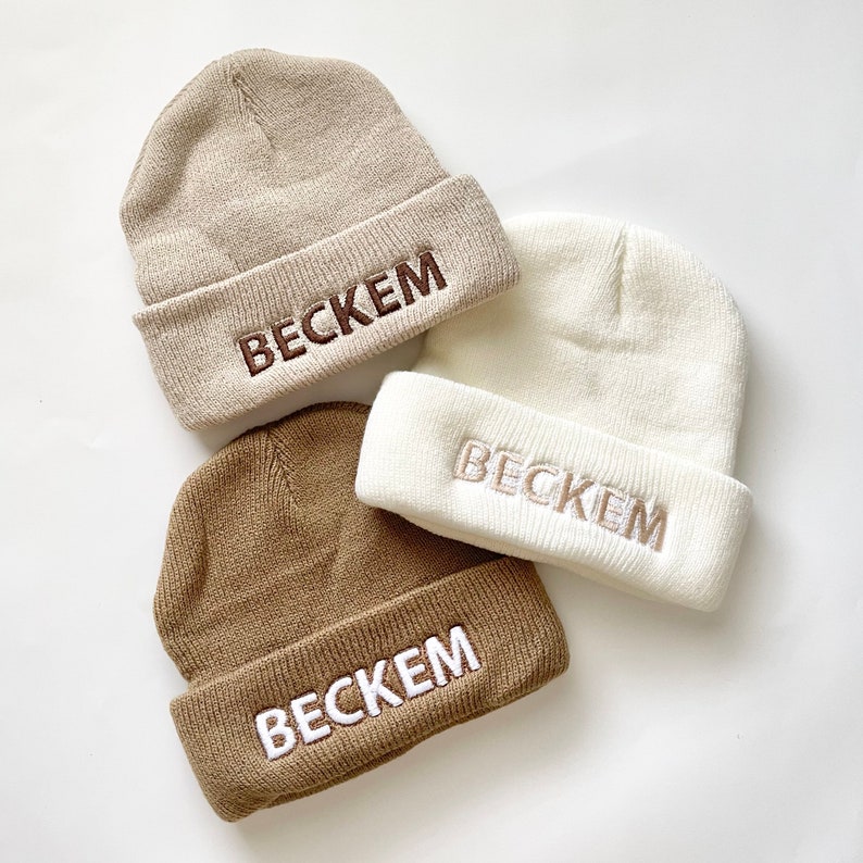 Embroidered Newborn Beanie Hat, Personalized Hat for Babies, Kids Name Hat, Hat with Monogram, Fall Winter Outerwear, Unisex