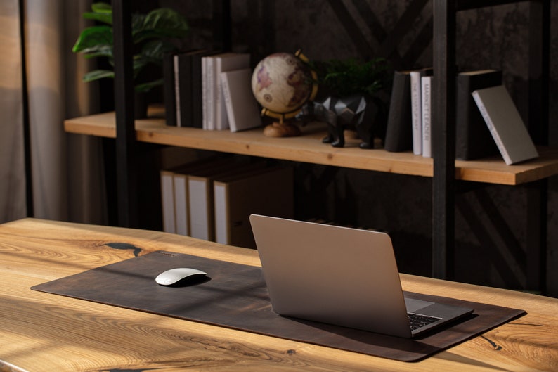 custom leather desk mat with personalized name emboss by hot stamp