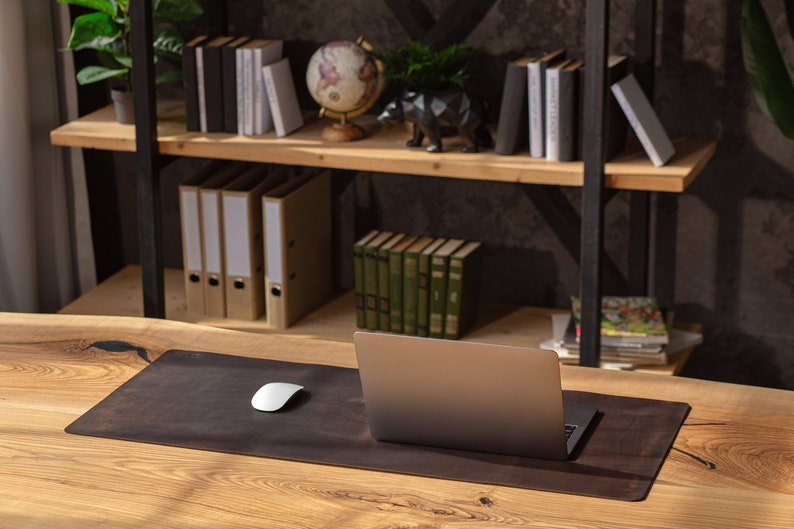 custom leather desk mat with personalized name emboss by hot stamp