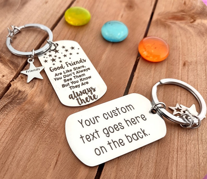 Customized Friendship Keychain Customized For Best Friend Key Chain Personalized For Friends Engraved Keychain For Best Friend Friends Stars