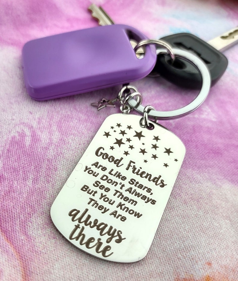 Customized Friendship Keychain Customized For Best Friend Key Chain Personalized For Friends Engraved Keychain For Best Friend Friends Stars