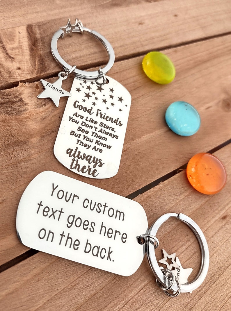 Customized Friendship Keychain Customized For Best Friend Key Chain Personalized For Friends Engraved Keychain For Best Friend Friends Stars