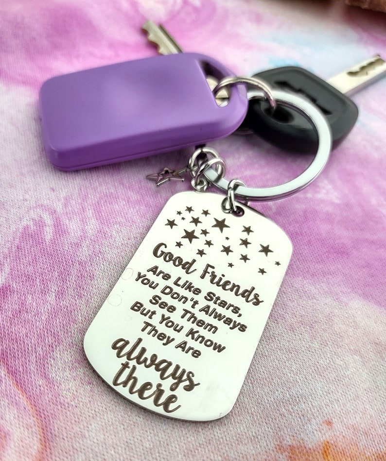 Customized Friendship Keychain Customized For Best Friend Key Chain Personalized For Friends Engraved Keychain For Best Friend Friends Stars