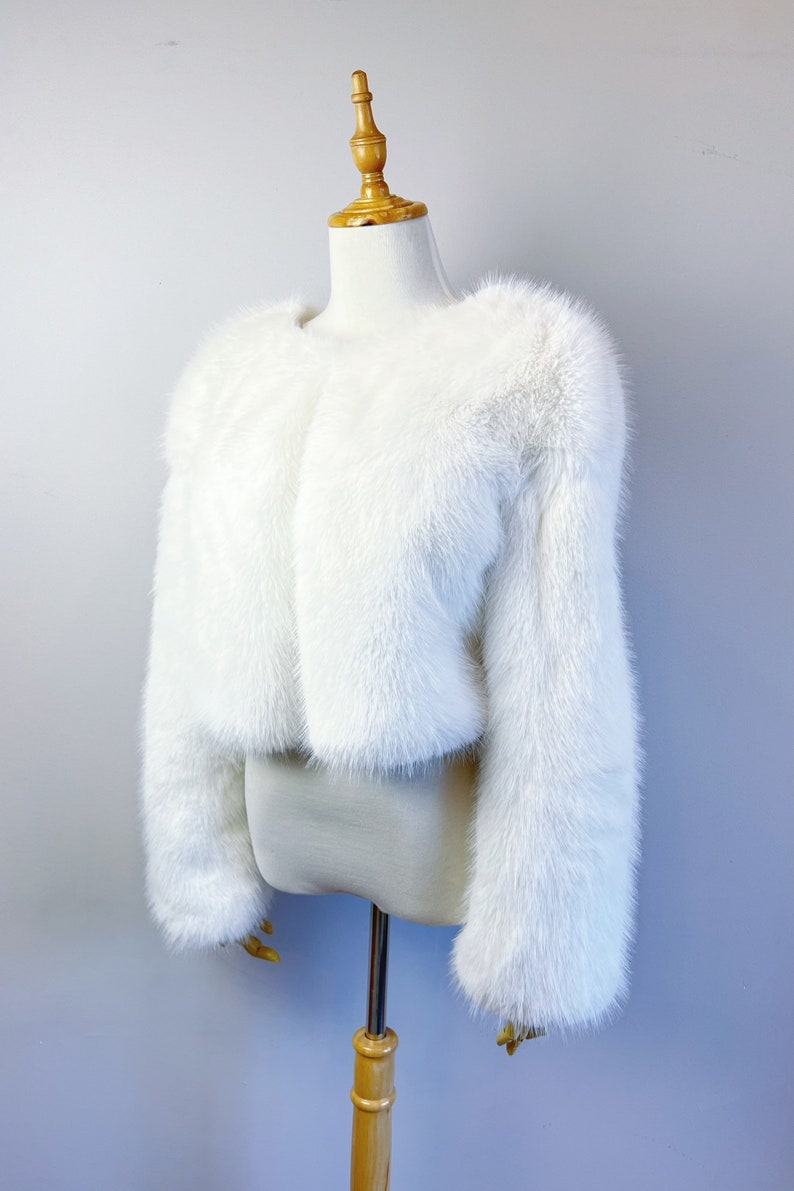 Beige Faux Fur Coat, Brown Fur Jacket, Bridal Fur Coat, Faux Fur Bolero, Winter Fur Coat, White Bridal Jacket, Wedding Jacket (Anna Brw07)