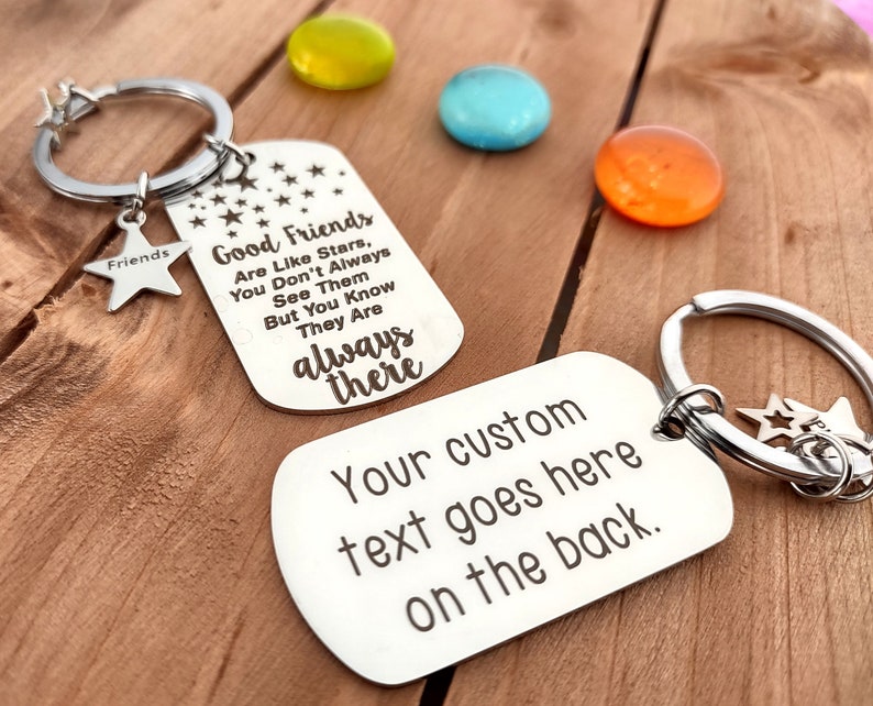 Customized Friendship Keychain Customized For Best Friend Key Chain Personalized For Friends Engraved Keychain For Best Friend Friends Stars