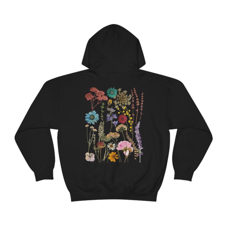 Vintage Pressed Pressed Flowers Hoodie, Girls Floral Hoodie, Oversized Sweatshirt, Cute Flower Shirt, Wildflower Hoodie, Trendy Hoodie