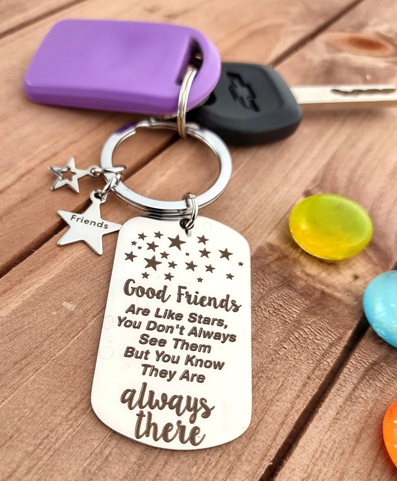 Customized Friendship Keychain Customized For Best Friend Key Chain Personalized For Friends Engraved Keychain For Best Friend Friends Stars