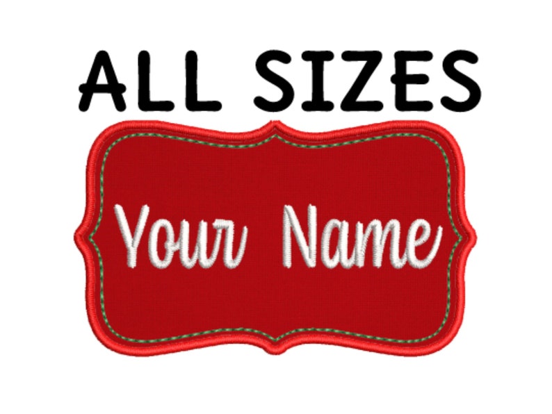 Christmas Stocking NAME PATCH - 5" x 2" Custom Personalized Iron On or Sew On Patch, Embroidered Applique Patch, Festive Font, 1 Patch