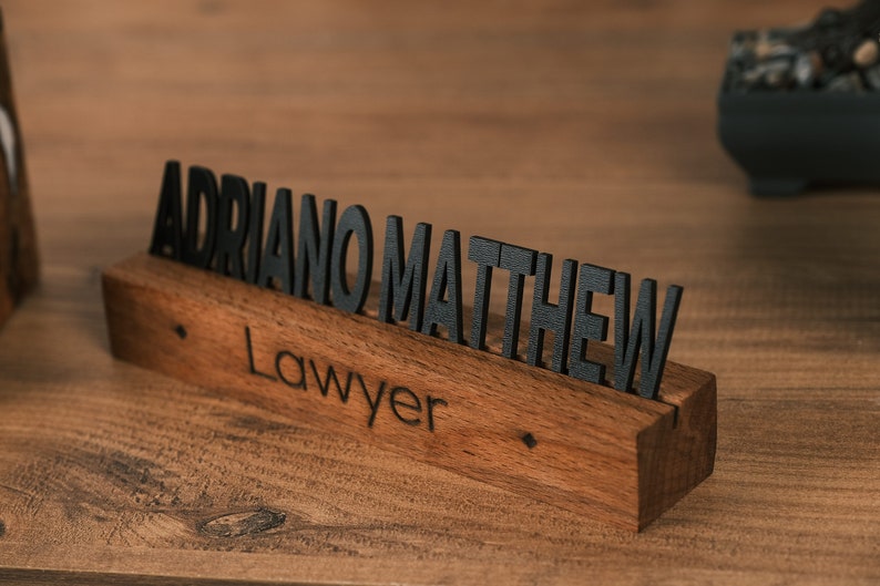 Personalized Wooden Name Plate, Office Desk Sign, CoWorker Gift, Desk Accessories, Custom Wooden Desk Name Plate, New Job Gift, Phd Gift