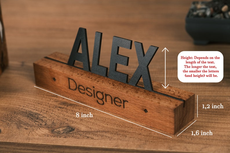 Personalized Wooden Name Plate, Office Desk Sign, CoWorker Gift, Desk Accessories, Custom Wooden Desk Name Plate, New Job Gift, Phd Gift