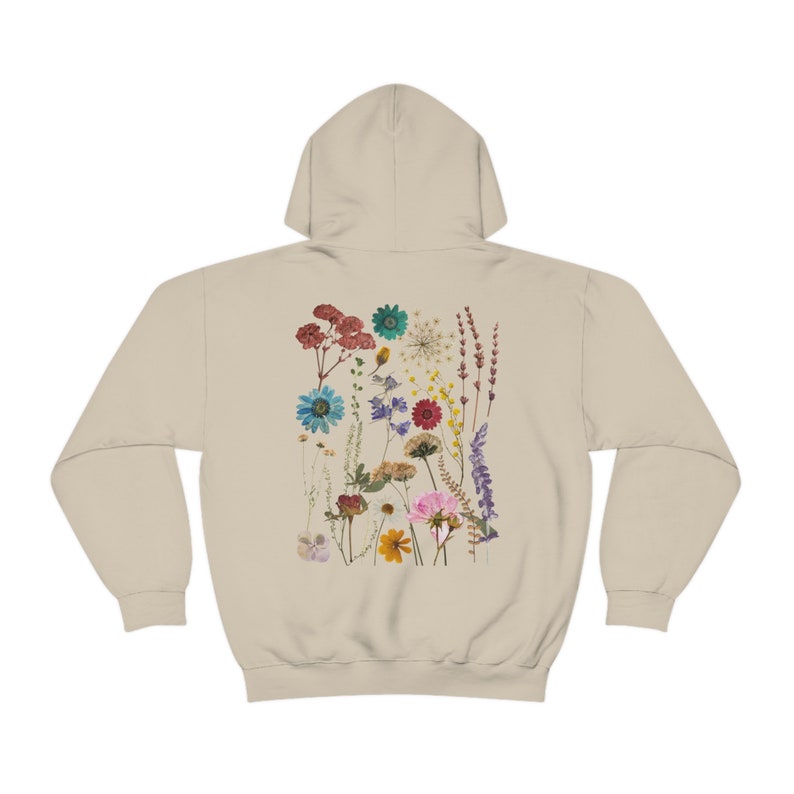 Vintage Pressed Pressed Flowers Hoodie, Girls Floral Hoodie, Oversized Sweatshirt, Cute Flower Shirt, Wildflower Hoodie, Trendy Hoodie