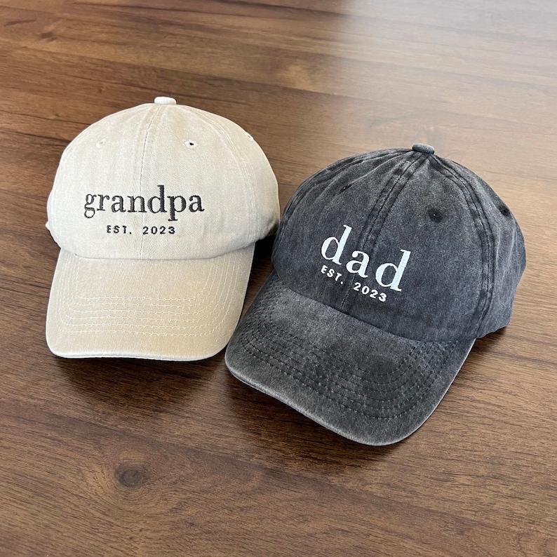 Custom Embroidered Hat, Grandpa Cap With Date, Dad Hat, Vintage Baseball Hat, Daddy Est Year Shirt, Gift For New Dad, Christmas Gift