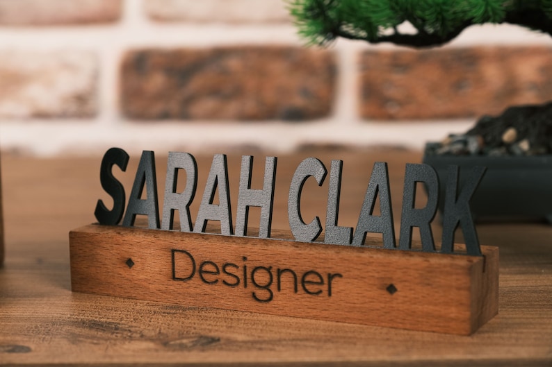 Personalized Wooden Name Plate, Office Desk Sign, CoWorker Gift, Desk Accessories, Custom Wooden Desk Name Plate, New Job Gift, Phd Gift