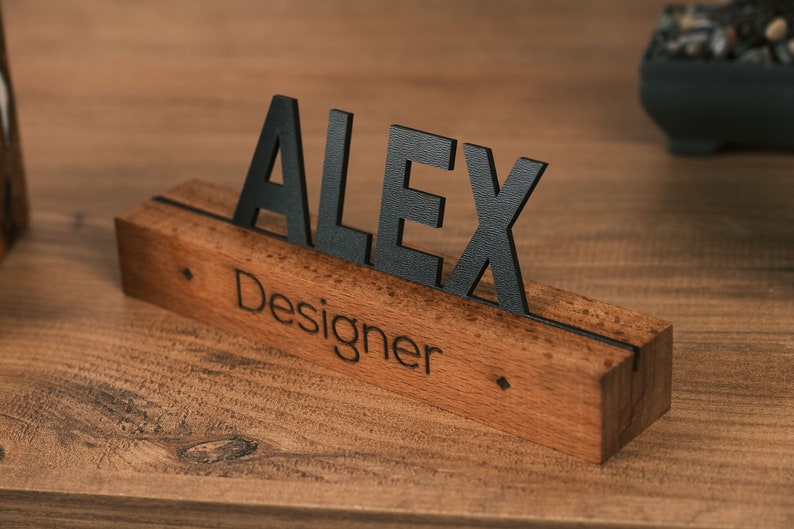 Personalized Wooden Name Plate, Office Desk Sign, CoWorker Gift, Desk Accessories, Custom Wooden Desk Name Plate, New Job Gift, Phd Gift