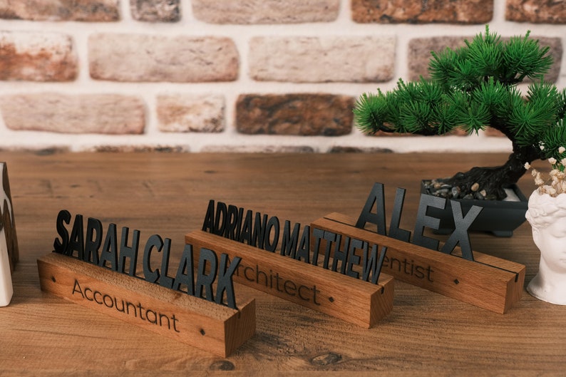 Personalized Wooden Name Plate, Office Desk Sign, CoWorker Gift, Desk Accessories, Custom Wooden Desk Name Plate, New Job Gift, Phd Gift