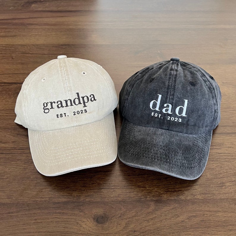 Custom Embroidered Hat, Grandpa Cap With Date, Dad Hat, Vintage Baseball Hat, Daddy Est Year Shirt, Gift For New Dad, Christmas Gift