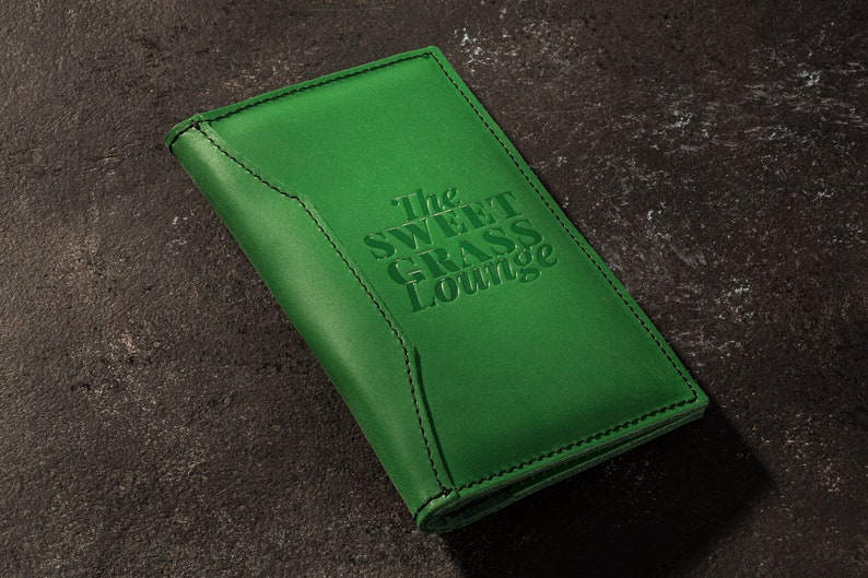 custom receipt book, receipt holder, bill book, leather book holder, check presenter, billfold, guest check book, guest checks